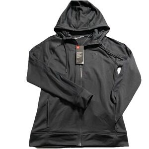 Under Armour Tech Terry Full Zip Hooded Jacket Womens Medium Black Athleisure‎